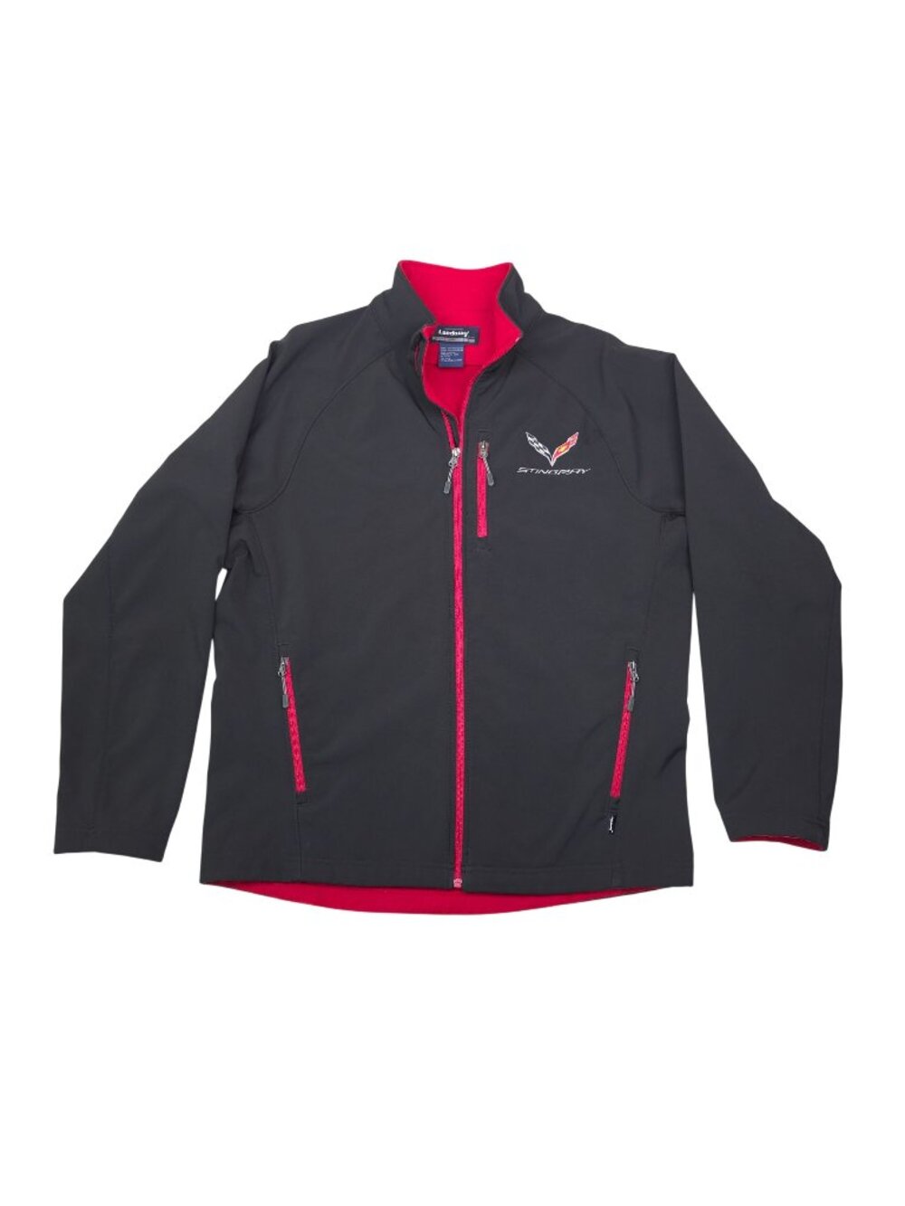 Corvette Stingray Landway Soft-Shell Jacket Black/Red Zip-Up Large Polyester
